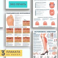 набор плакатов для кабинета педикюра (3 шт)