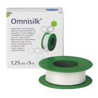 omnisilk (омнисилк), пластырь из искусственного шелка гипоалергенный, белого цвета
