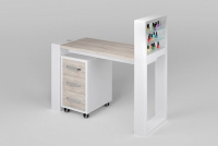 Стол маникюрный MATRIX (с подставкой для лаков и тумбой) фото стол маникюрный matrix (с подставкой для лаков и тумбой)