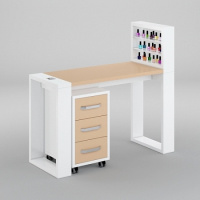 Стол маникюрный MATRIX (с подставкой для лаков и тумбой) фото стол маникюрный matrix (с подставкой для лаков и тумбой)