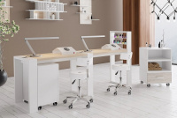 Стол маникюрный MATRIX (двухместный, с подставкой для лаков) фото стол маникюрный matrix (двухместный, с подставкой для лаков)